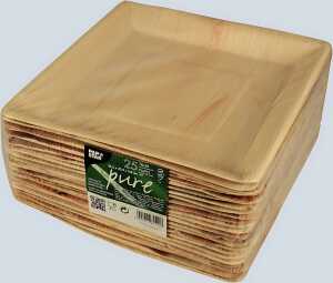 Teller pure eckig, 25 x 25 cm aus Palmblatt