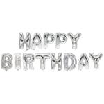 Folienlufballons, "Happy Birthday", silber m...