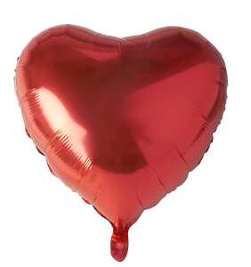 Folienlufballon, Ø 45cm, "Heart", rot, mit selbstschließendem Ventil