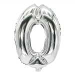 Folienlufballon, 35 x 20cm, "0", silber, mit...