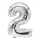 Folienlufballon, 35 x 20cm, "2", silber, mit selbstschließendem Ventil