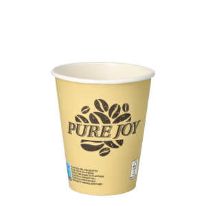 Trinkbecher Pappe Pure Joy 0,2l, creme, Ø 8 - 9,2 cm