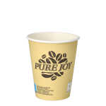 Trinkbecher Pappe Pure Joy 0,2l, creme, Ø 8 - 9,2 cm