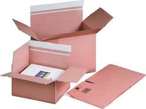 Fixkarton A4 braun, haftklebend und Aufreißfaden mit Automatikboden