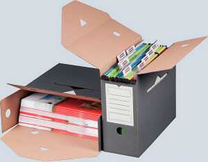 Archivbox für Hängemappen grau Innenmaß: 328x115x265mm Außenmaß: