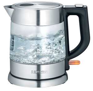 Wasserkocher WK3468, Glas-Edelstahl gebürstet schwarz, 1 L