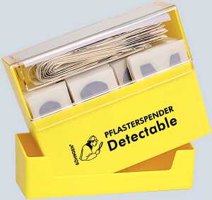 Pflasterspender gelb, Pflaster detectable gefüllt aus ABS-Kunststoff.