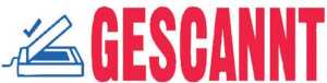 Stempel Printy Motiv/Text: Gescannt, Abdruck: blau/rot