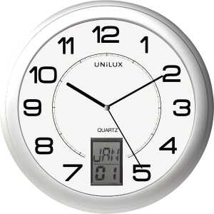 Unilux INSTINCT Wanduhr mit Datumsanzeige metallgrau, 30,5 cm,