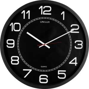 Unilux MEGA Wanduhr schwarz, Durchmesser: 57,5 cm, Quarzuhrwerk