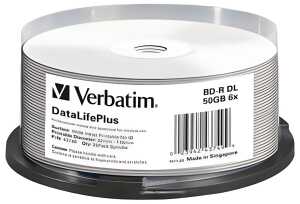 1x25 Verbatim BD-R Blu-Ray 50GB Rohlinge