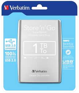 "Verbatim Store n Go 2,5"" 1TB " Festplatte USB 3.0, silber