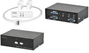 DIGITUS VGA Switch, 2-fach, 250 MHz , Metallgehäuse, schwarz
