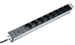 DIGITUS 19 Steckdosenleiste, 8-fac h, 1 HE, schwarz / grau (11005762)