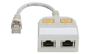 Telegärtner T-Adapter mit Kabelansc hluß, Kat.5e (11010513)