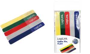 LogiLink Klett-Kabelbinder, 180 x 2 0 mm, farbig sortiert (11111781)