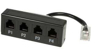 LogiLink Telefon-Splitter, 4-fach, Farbe: schwarz (11115498)