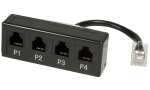LogiLink Telefon-Splitter, 4-fach, Farbe: schwarz (11115498)