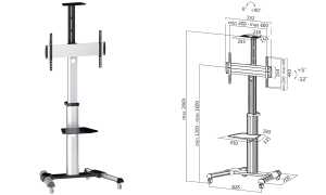 LogiLink TV-Ständer, dreh- & neigba r, für 96,98 - 177,8 cm (11115857)