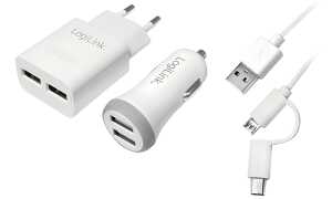 LogiLink USB-Ladegeräte-Set, 2-teil ig, je 2x USB-Kupplung (11116123)