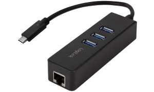 LogiLink USB 3.0 auf Gigabit Adapter, 3-Port USB Hub,schwarz (11116138
