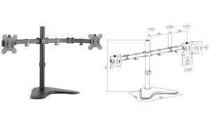 LogiLink TFT-/LCD-Monitorarm mit St andfuß, 2-fach, schwarz (11116192)