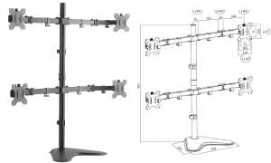 LogiLink TFT-/LCD-Monitorarm mit St andfuß, 4-fach, schwarz (11116193)
