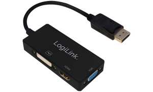 LogiLink 4K DisplayPort auf DVI/HDM I/VGA Adapter, schwarz (11116333)