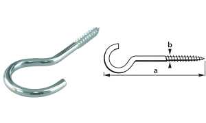 suki. Schraubhaken, gebogen, 30 x 2 ,6 mm, verzinkt, 30 Stück