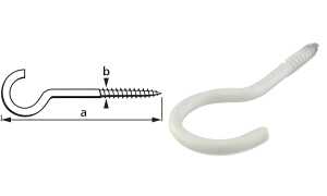 suki. Schraubhaken, gebogen, 50 x 3 ,3 mm, weiß, 15 Stück (11660248)