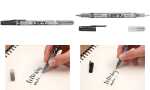 Tombow Kalligraphie-Stift Fudenosuk e Twin, schwarz/grau...