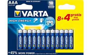 VARTA Alkaline Batterie LONGLIFE P ower, Micro AAA, 8+4 (3060795)