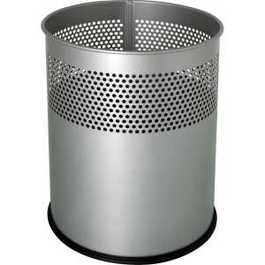 helit Stahl-Papierkorb the dot, 1 5 Liter, alu-grau (5125199)