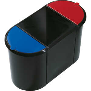 helit Papierkorb the triple, oval , PE, schwarz/rot/blau (5161035)