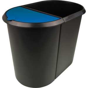 helit Papierkorb the double, oval , PE, schwarz/blau (5161040)