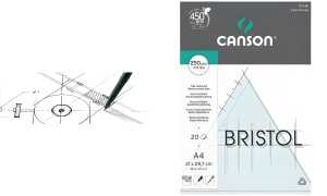 CANSON Zeichenkartonblock Bristol, DIN A4, 250 g/qm, weiß (5297785)