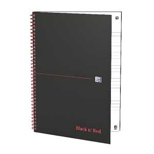 Office Black n Red Spiralbuch A4 liniert, 70 Blatt, Hardcover, 5er