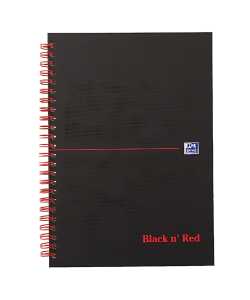 Office Black n Red Spiralbuch A5 kariert, 70 Blatt, Hardcover, 5er