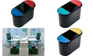 helit Papierkorb the triple, oval , PE, schwarz/gelb/blau (5690671)