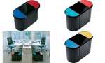 helit Papierkorb the triple, oval , PE, schwarz/gelb/blau...