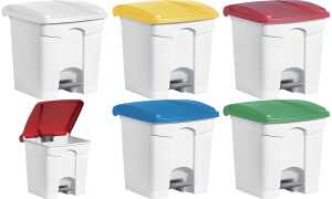 helit Tret-Abfalleimer the step, 30 Liter, weiß/blau (5690698)