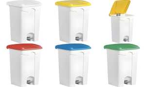 helit Tret-Abfalleimer the step, 45 Liter, weiß/gelb (5690701)