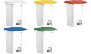 helit Tret-Abfalleimer the step, 70 Liter, weiß/blau (5690708)