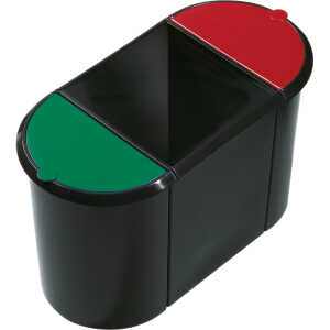 helit Papierkorb the triple, oval , PE, schwarz/rot/grün (5690728)