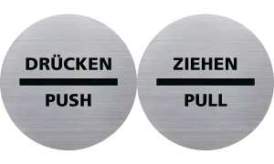 helit Piktogramm the badge ZIEHEN /PULL, rund, silber (5690773)