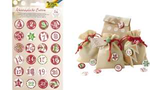 folia Adventskalender-Buttons Clas sic, aus Blech, 1 - 24 (57906214)