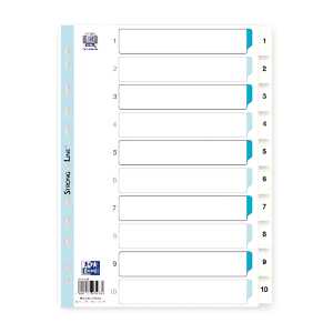 Register A4 0,15 mm starker PP-Folie, 1-10, 10 Blatt, weiß