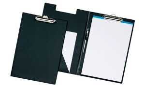 Schreibmappe mit Stiftehalter, Metallklemme, Klemmweite 15 mm, schwarz