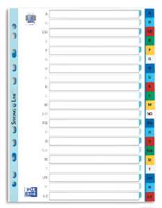 Register A4 0,12 mm starker PP-Folie, A-Z, 21 Blatt, 6-farbig,