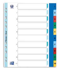Register A4 XL 0,12 mm starker PP-Folie, 1-10, 10 Blatt, 5-farbig